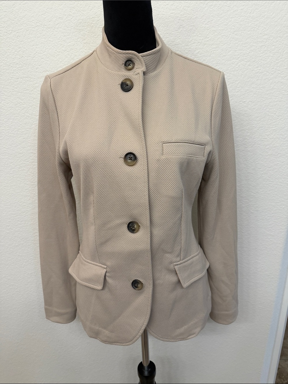 Banana Republic Beige Stand-Collar Button Front Jacket
